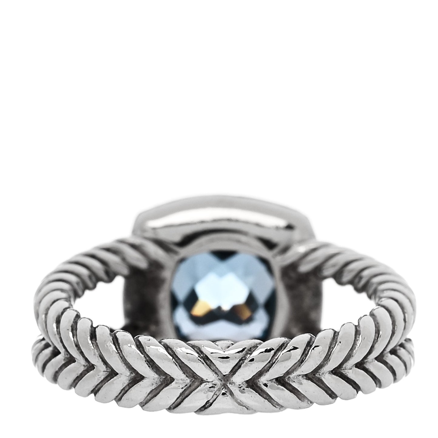Sterling Silver Diamond Blue Topaz 7mm Petite Albion Ring 52 6