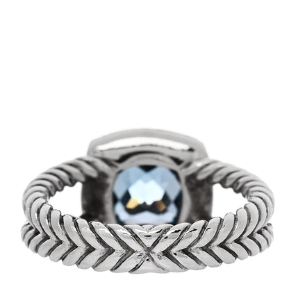 David Yurman Sterling Silver Diamond Blue Topaz 7mm Petite Albion Ring 52 6 3 of 4