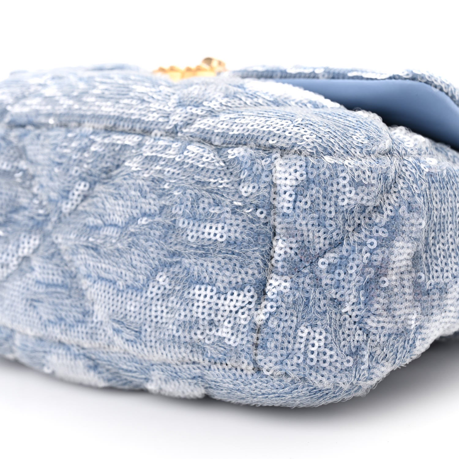 Chanel Sequin Quilted Medium Chanel 19 Flap Light Blue 10 of 12