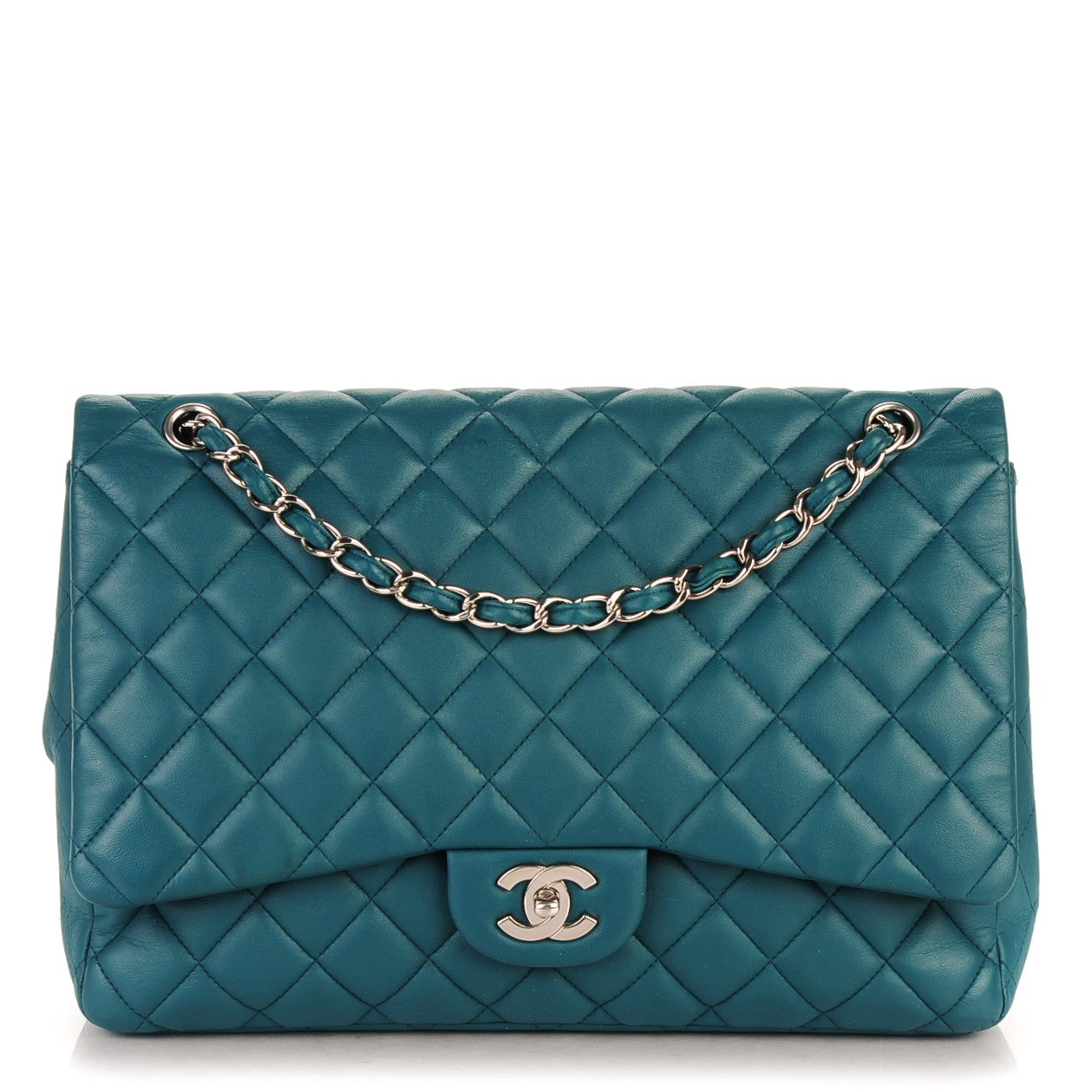 Chanel Lambskin Quilted Maxi Single Flap Turquoise 1 of 7