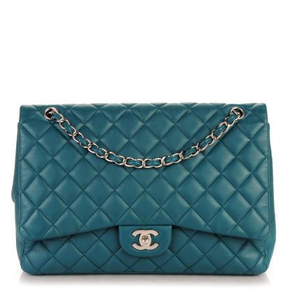 Chanel Lambskin Quilted Maxi Single Flap Turquoise 1 of 7