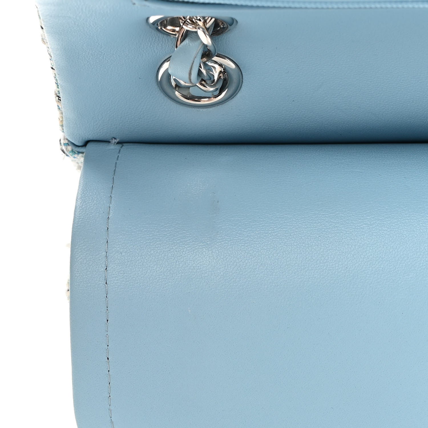 Chanel Tweed Quilted Medium Double Flap Blue White 11 of 15