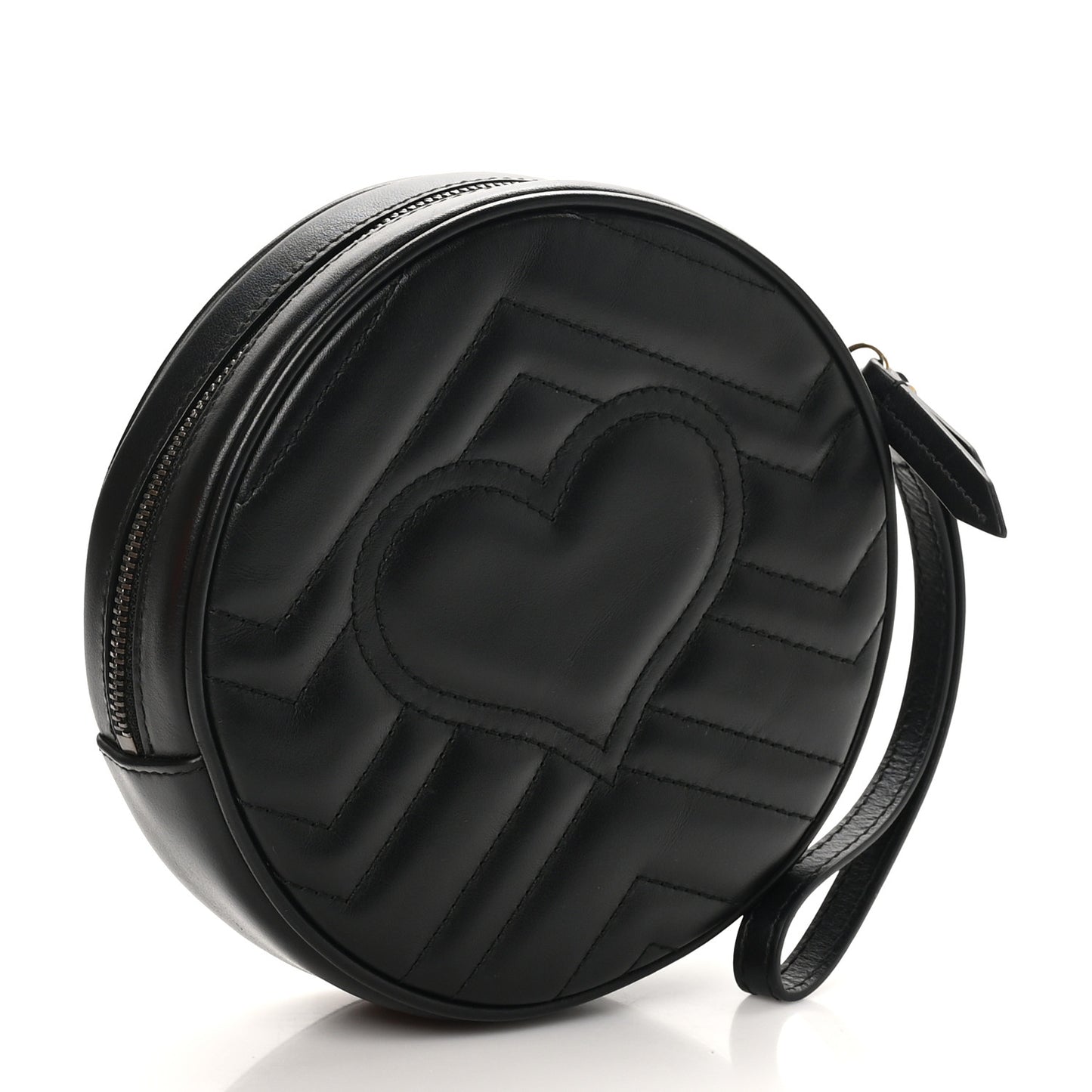 Calfskin Matelasse GG Marmont Round Wrist Wallet Black