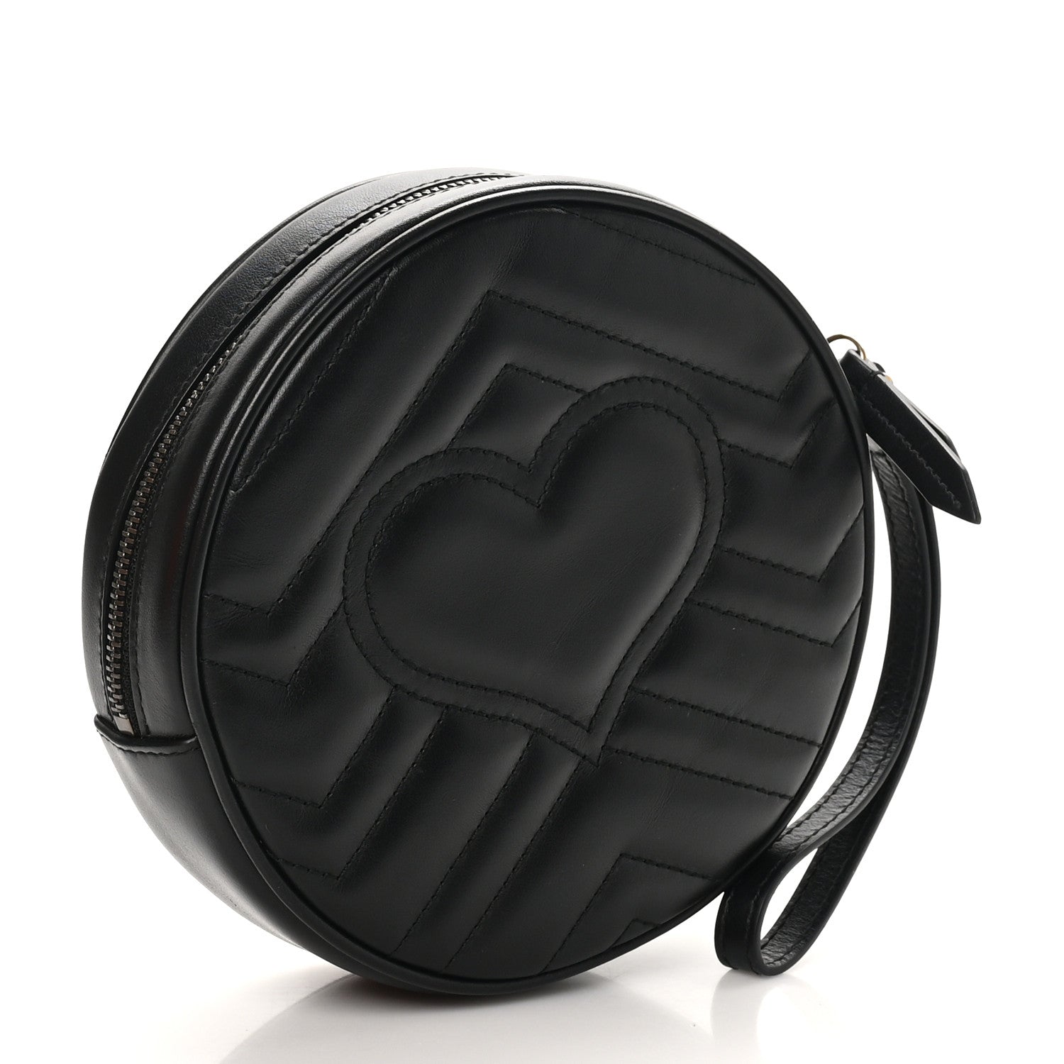 Gucci Calfskin Matelasse GG Marmont Round Wrist Wallet Black 3 of 9