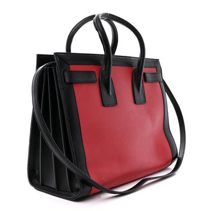Saint Laurent SAINT LAURENT Calfskin Bi-Color Nano Sac De Jour Red Black 3 of 21