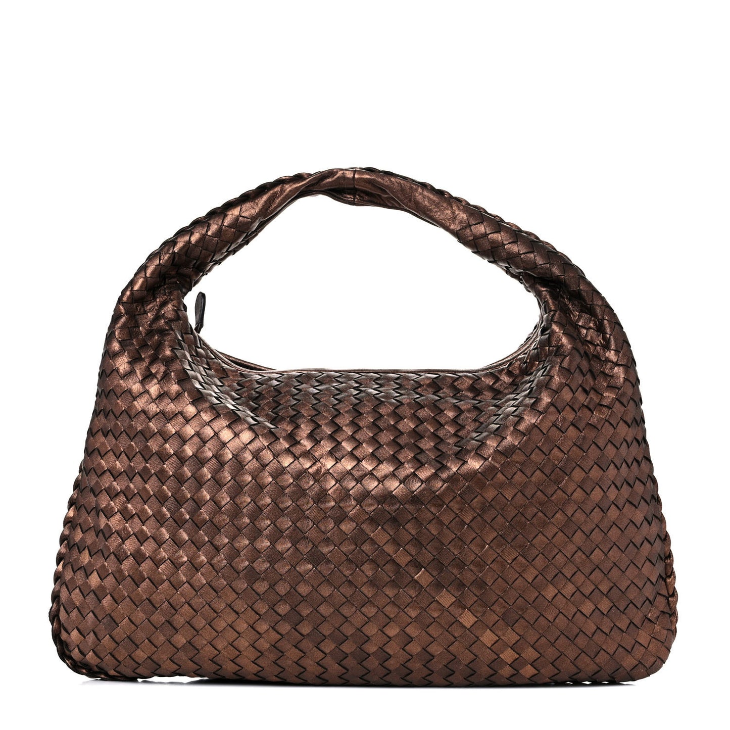 Metallic Nappa Intrecciato Large Veneta Hobo Copper