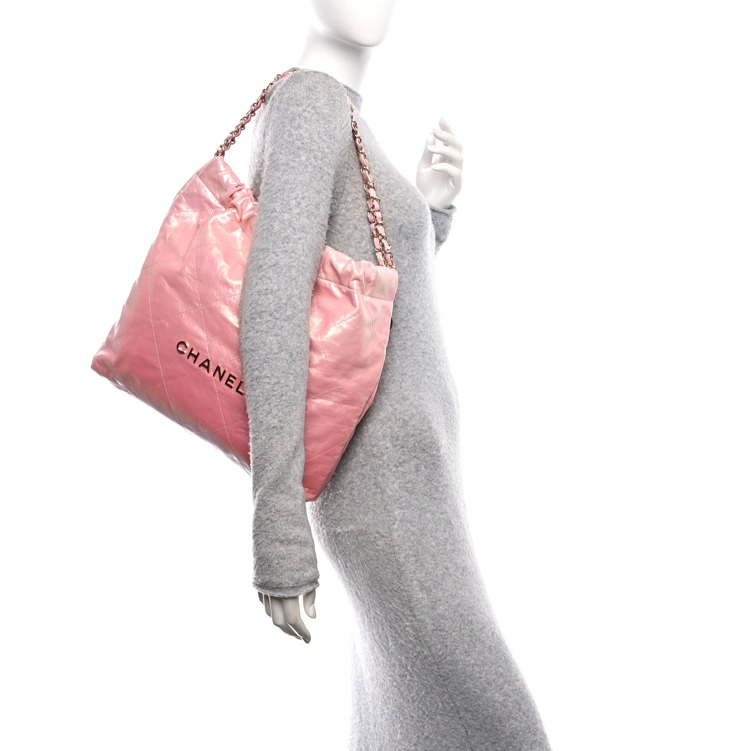 Chanel Metallic Calfskin Quilted Small Chanel 22 Pink 3 of 21