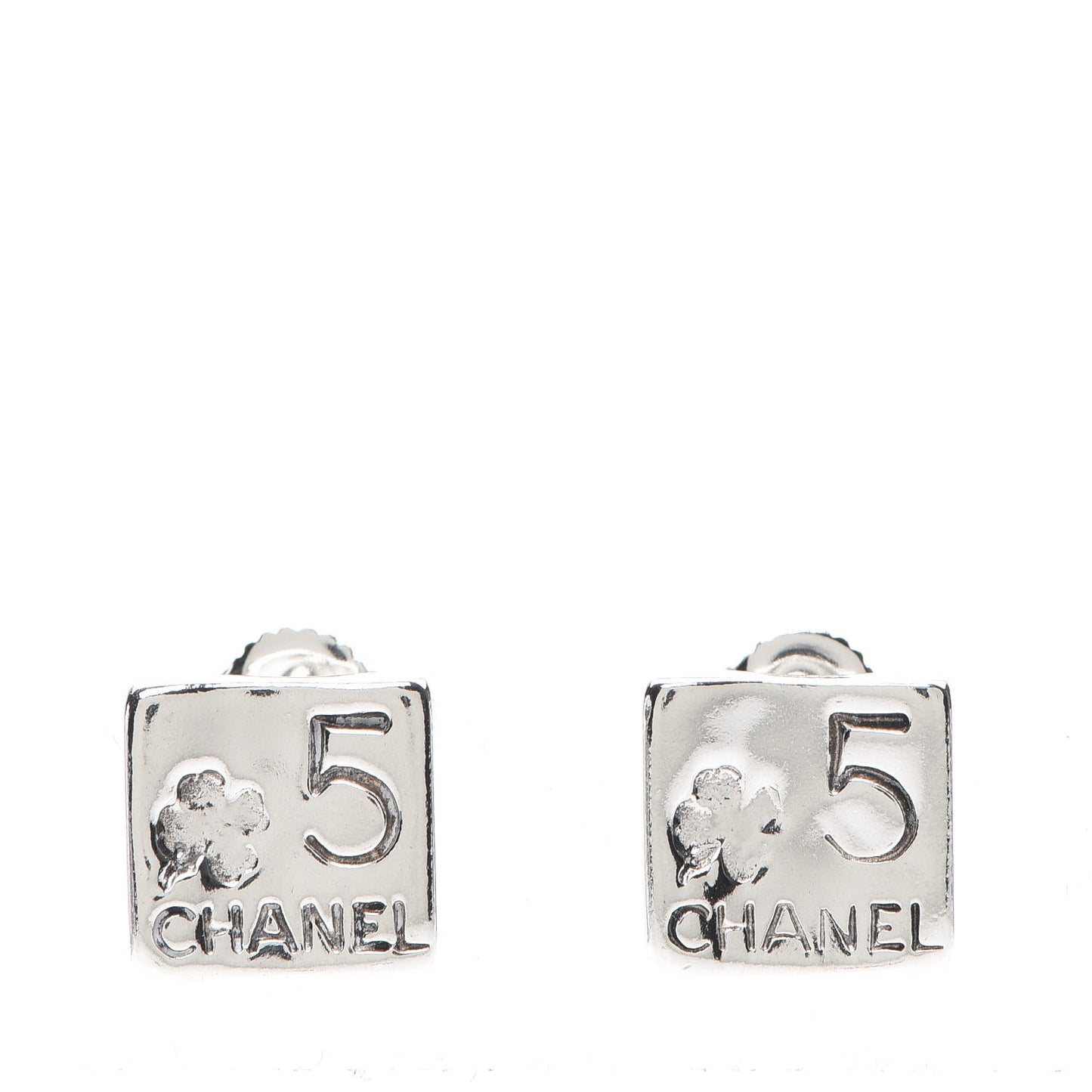 Sterling Silver Square Number 5 Earrings