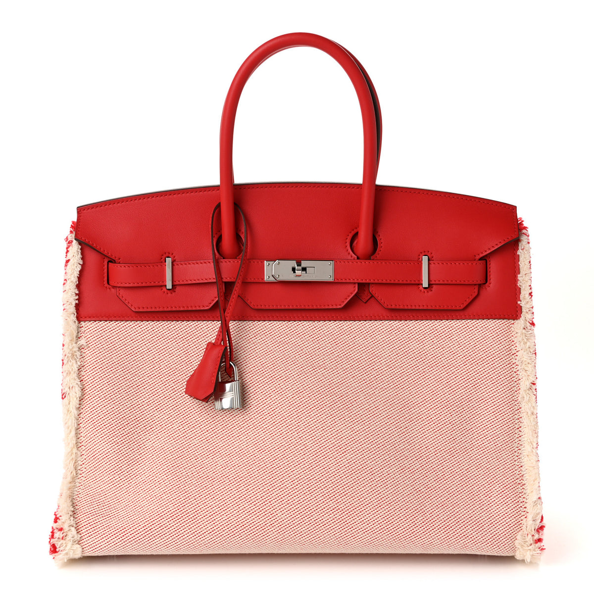 Swift Twill H Fray Fray Birkin 35 Rouge de Coeur Ecru