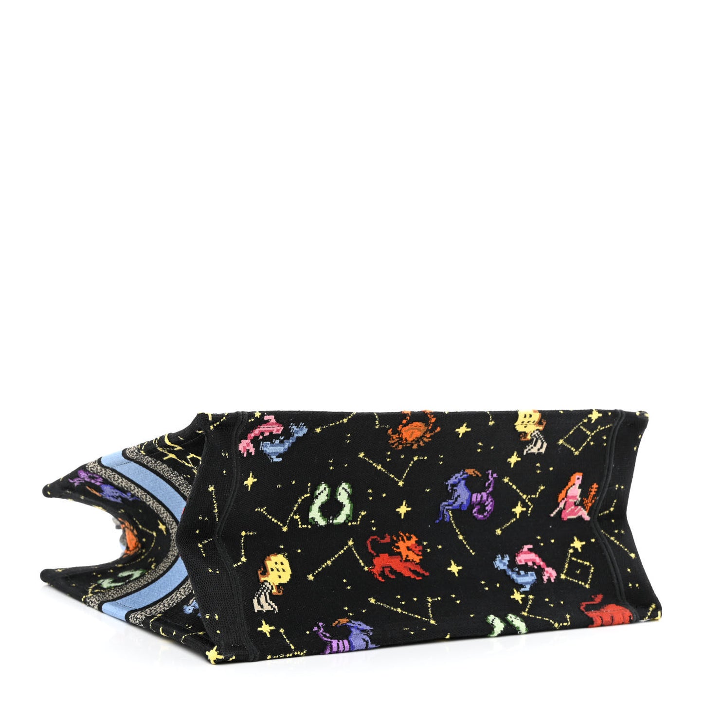 Canvas Embroidered Medium Pixel Zodiac Book Tote Black Multicolor