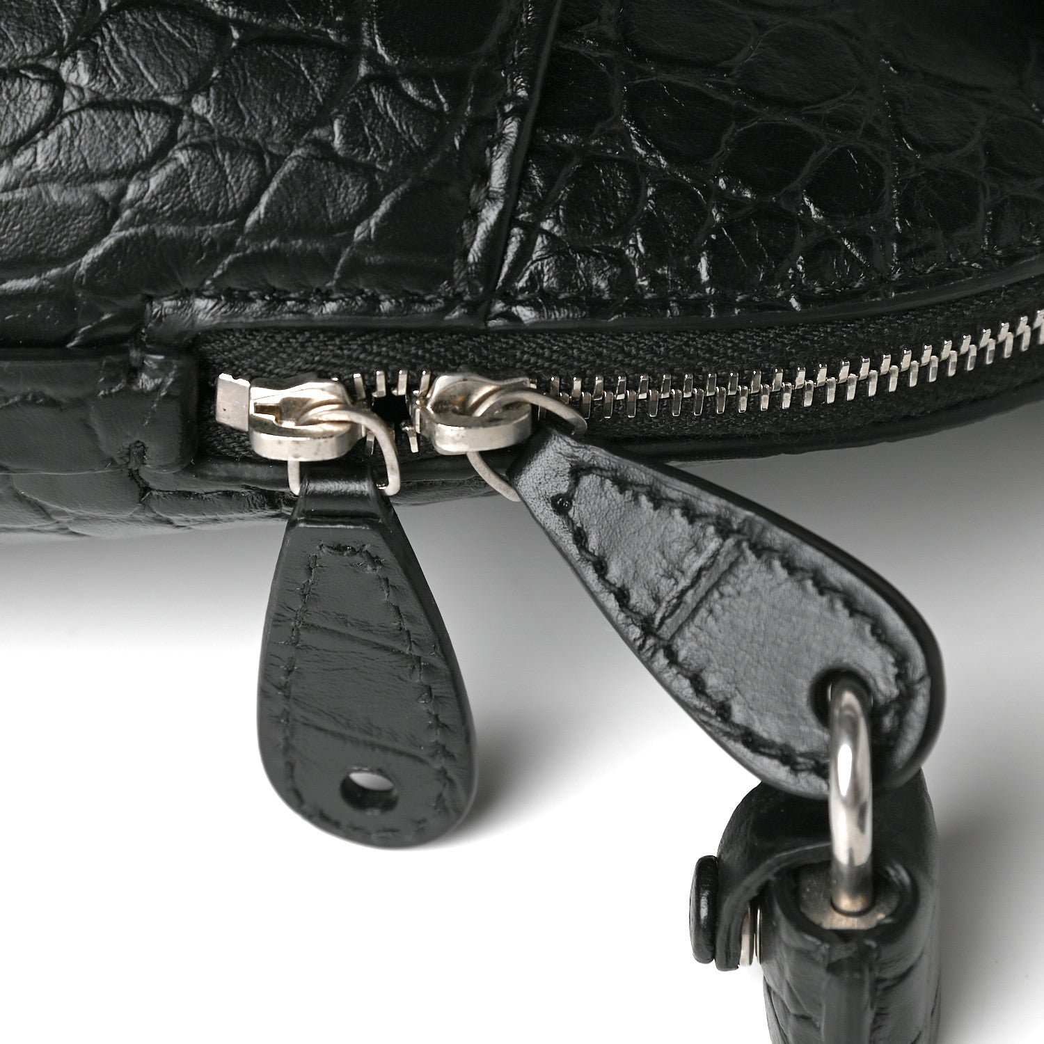 Balenciaga Calfskin Logo Crocodile Embossed S Ville Top Handle Bag Black White 10 of 10