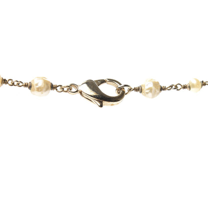 Chanel Textured Enamel Beaded Pearl CC Long Necklace Gold 4 of 4
