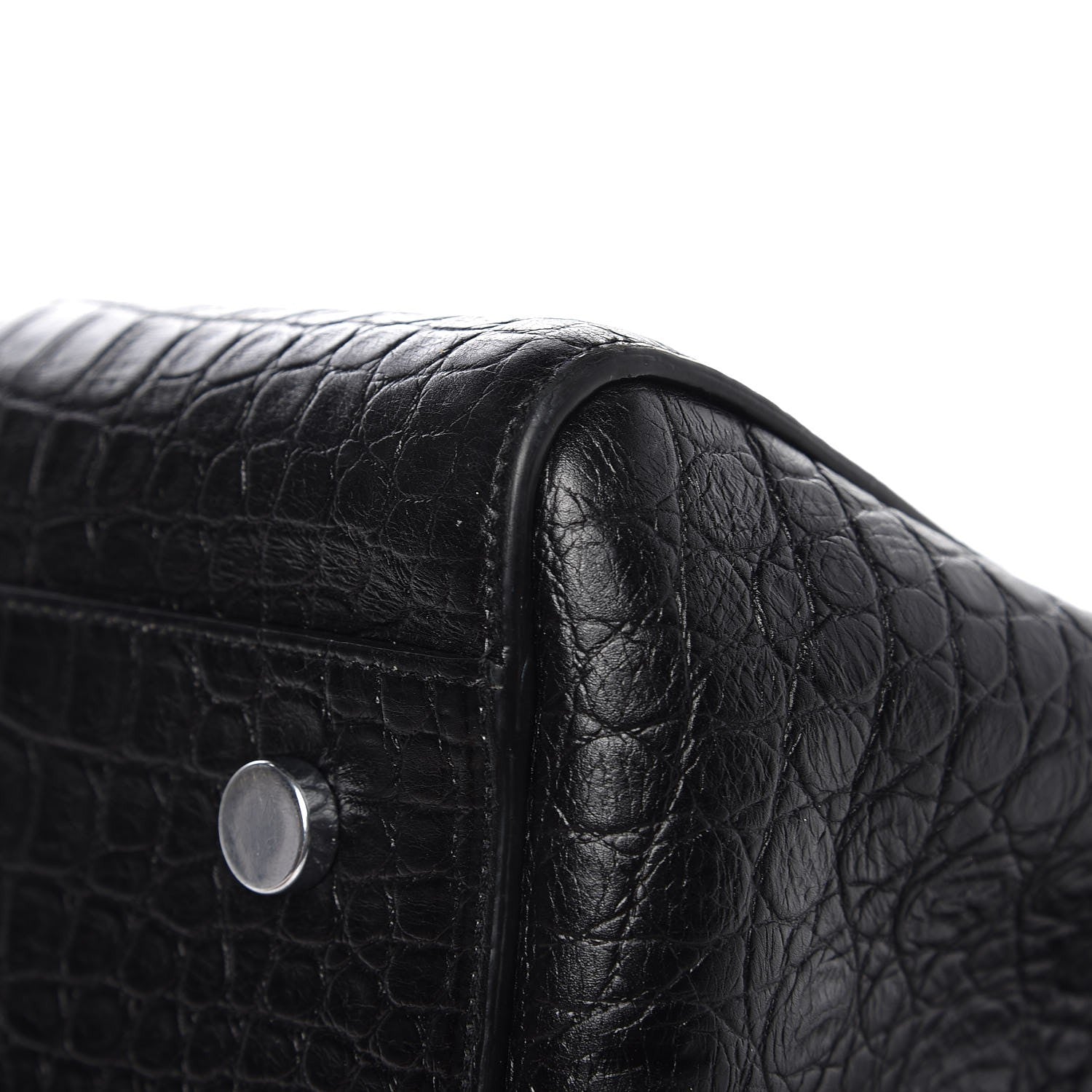 Saint Laurent Calfskin Crocodile Embossed Small Cabas Rive Gauche Black 10 of 12