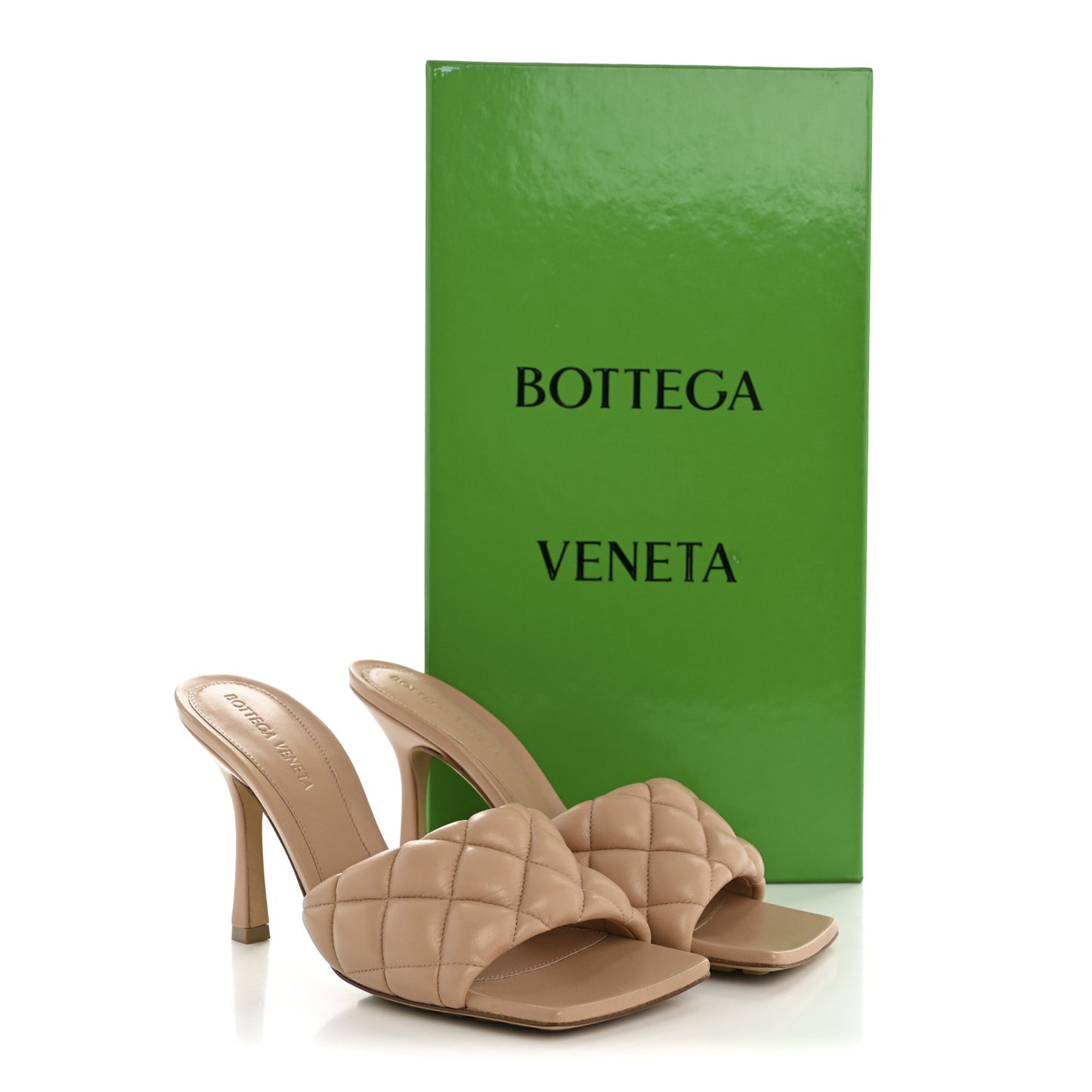 Nappa Matelasse Padded Mule Sandals 36.5 Cipria