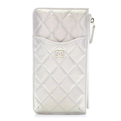 Chanel Iridescent Lambskin Quilted Classic Flat Wallet Pouch Ivory 1 of 10
