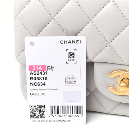 Chanel Lambskin Quilted Mini Top Handle Rectangular Flap Grey 12 of 12
