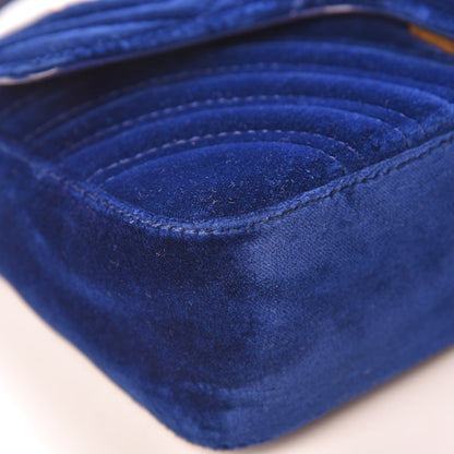Gucci Velvet Matelasse Mini GG Marmont Shoulder Bag Cobalt Blue 11 of 16
