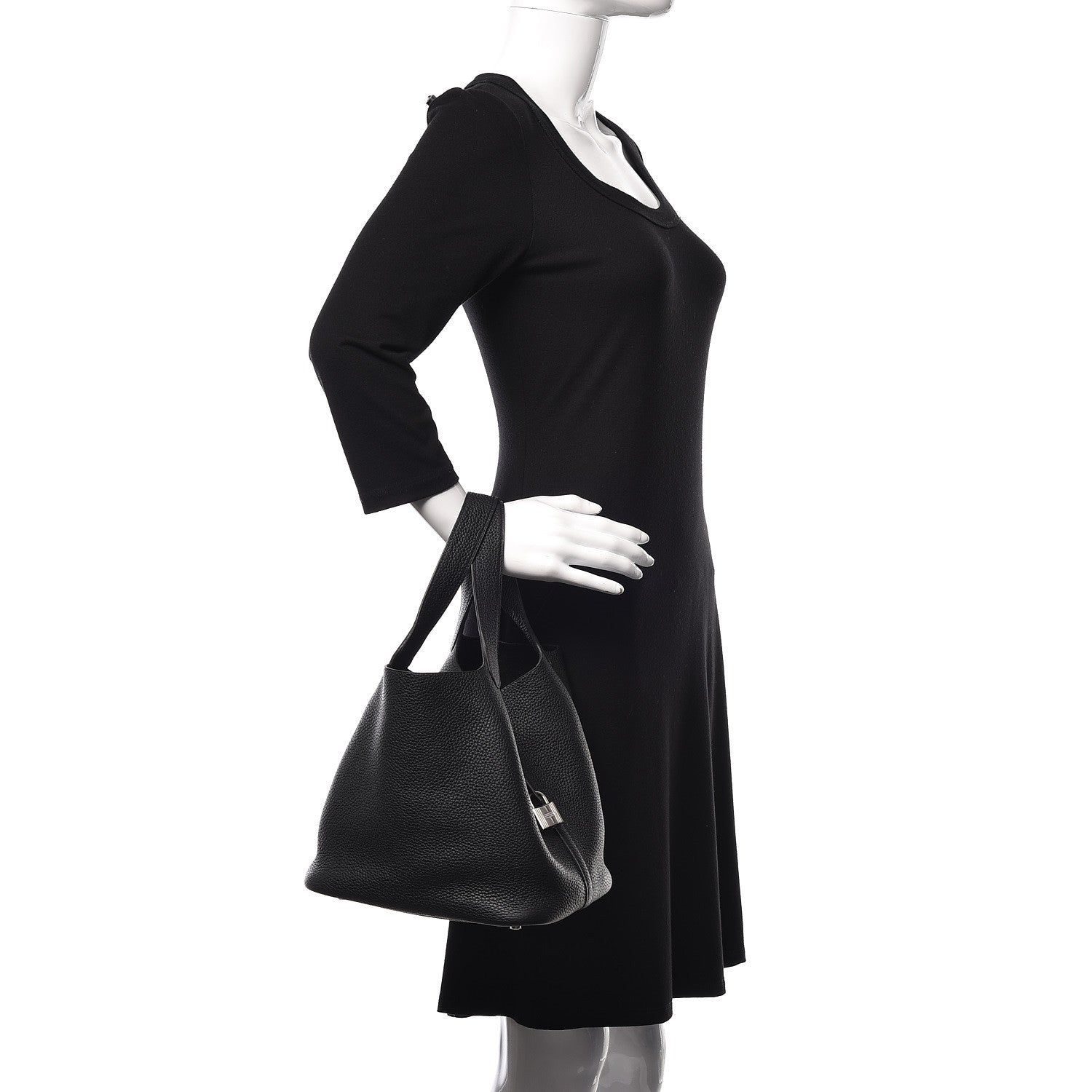 Hermes Taurillon Clemence Picotin Lock 22 MM Black 2 of 9