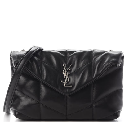 Saint Laurent Lambskin Quilted Toy Loulou Puffer Monogram Chain Satchel Black 1 of 7