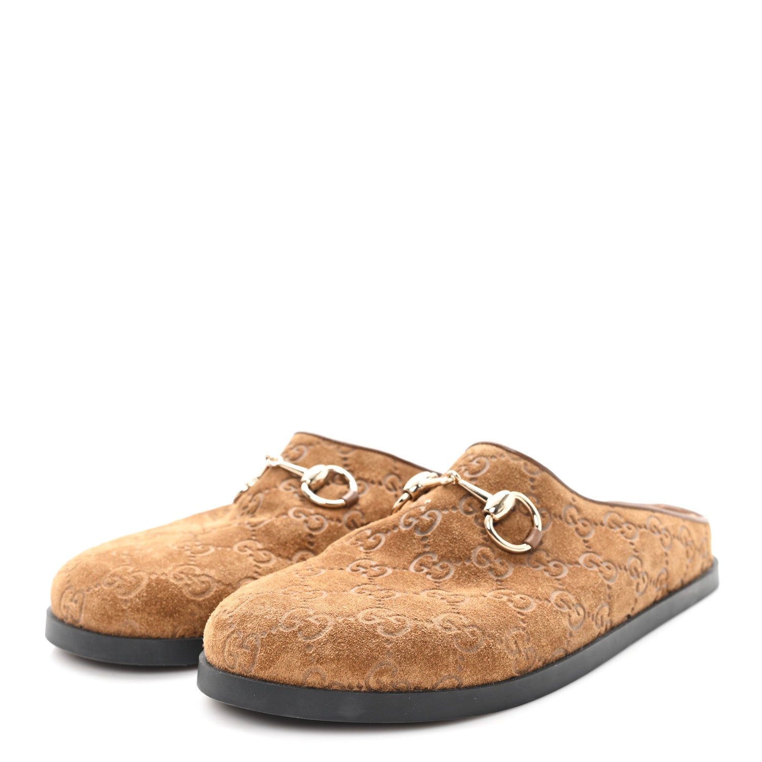 Gucci Suede GG Guccissima Womens Horsebit Mules 38 Brown 4 of 9