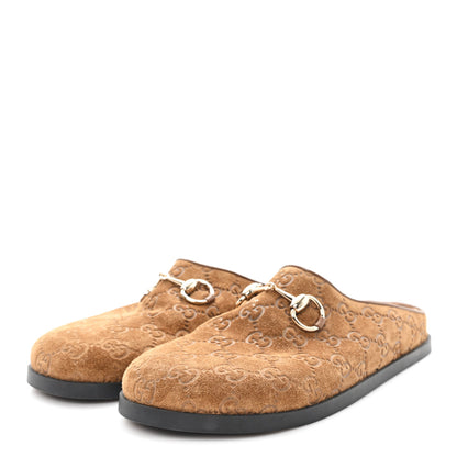 Gucci Suede GG Guccissima Womens Horsebit Mules 38 Brown 4 of 9