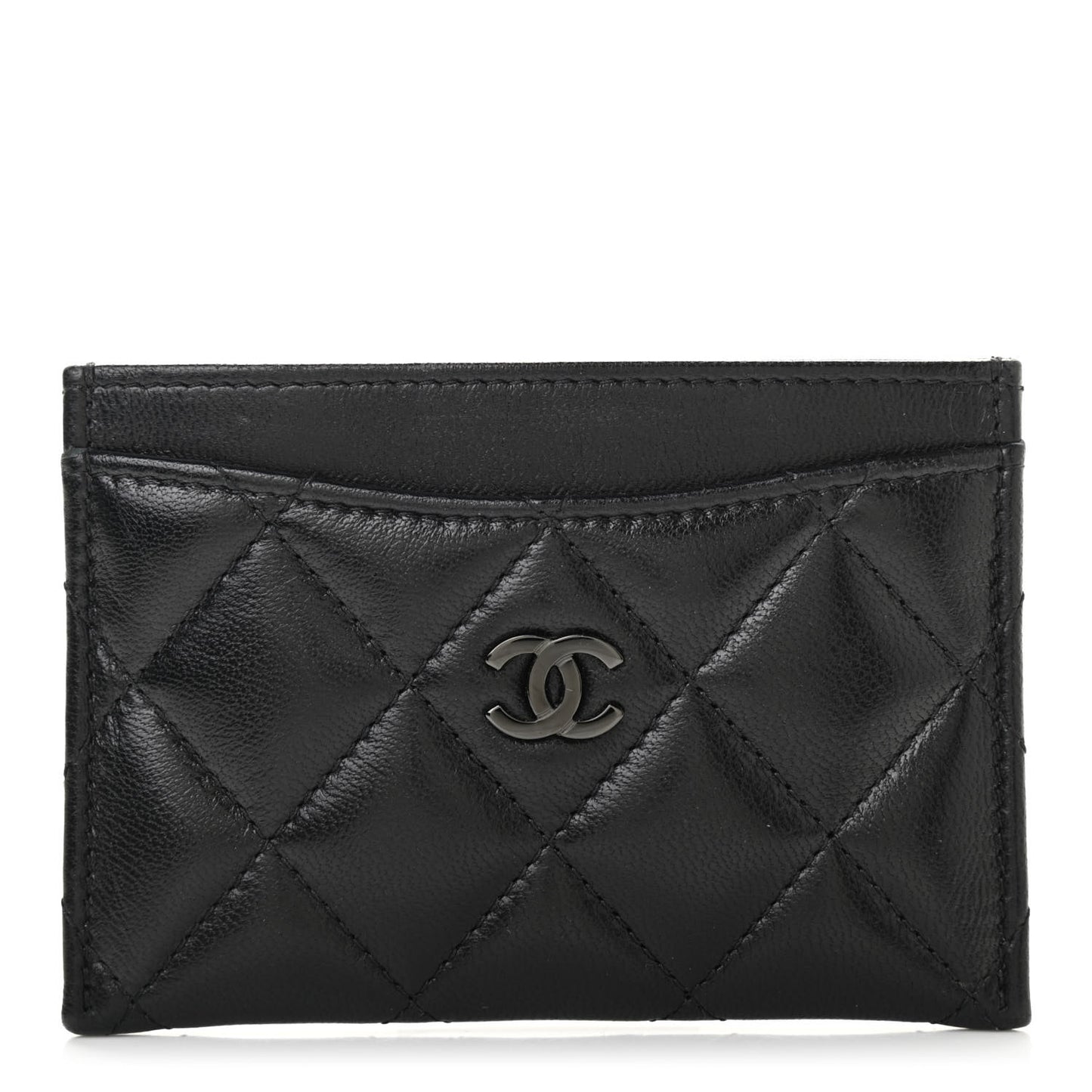 Lambskin Quilted Card Holder So Black