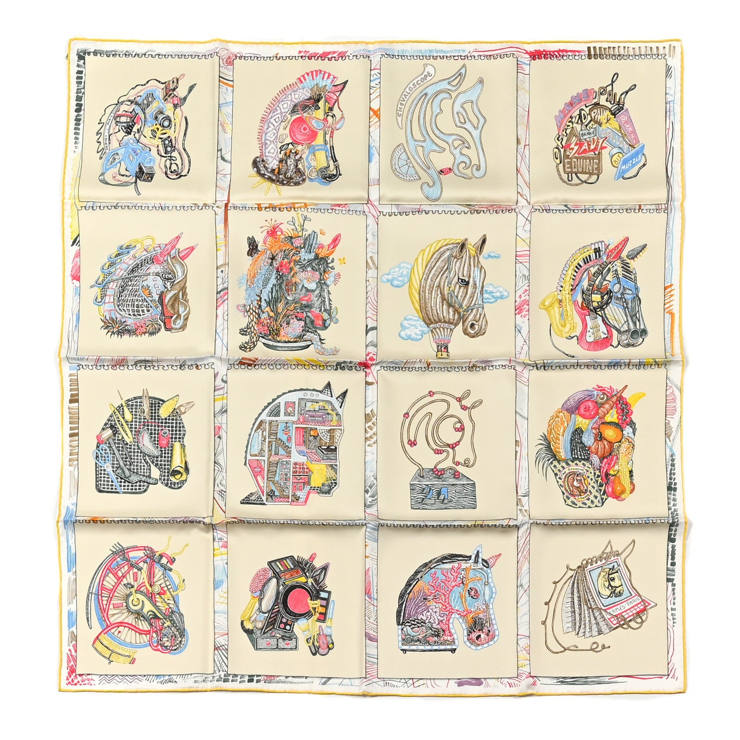 Hermes Silk Chevaloscope Scarf 90 Rose Nacre Vert Multicolor 1 of 6