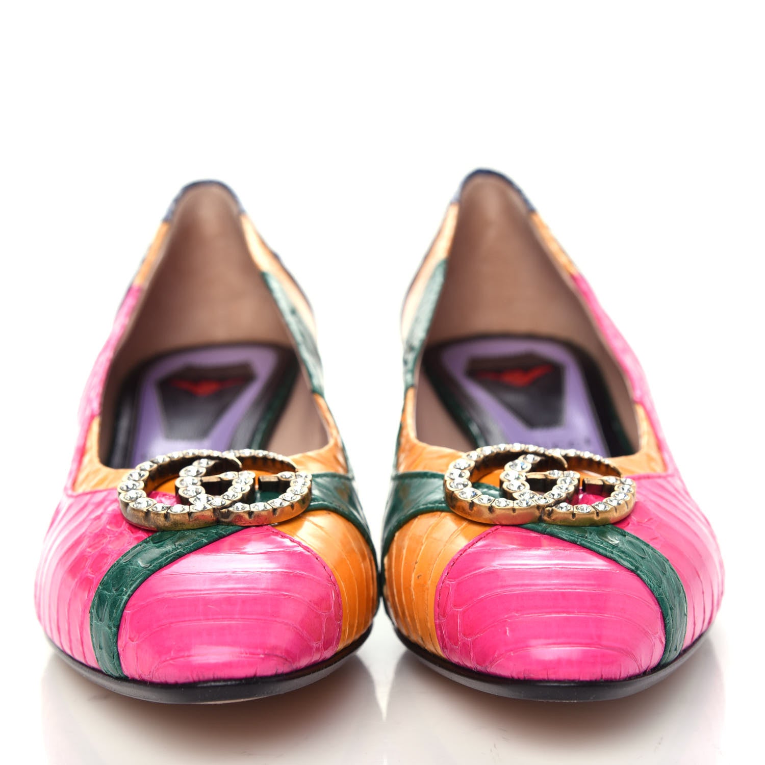 Gucci Snakeskin Crystal Double G Pumps 36.5 Multicolor 2 of 10