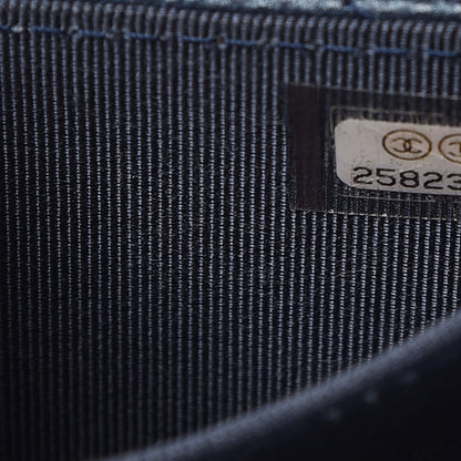 Chanel Metallic Caviar Quilted Flap Card Holder Wallet Dark Blue 8 of 9