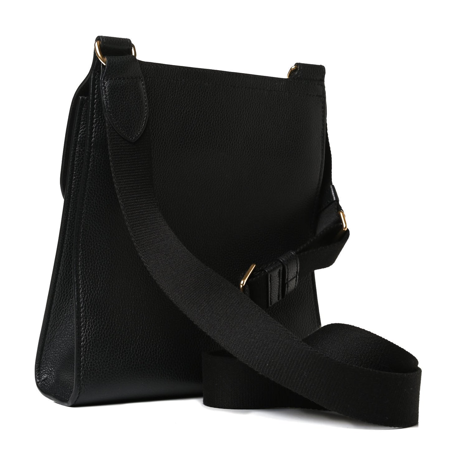 Natural Grain Calfskin Antony Messenger Crossbody Black