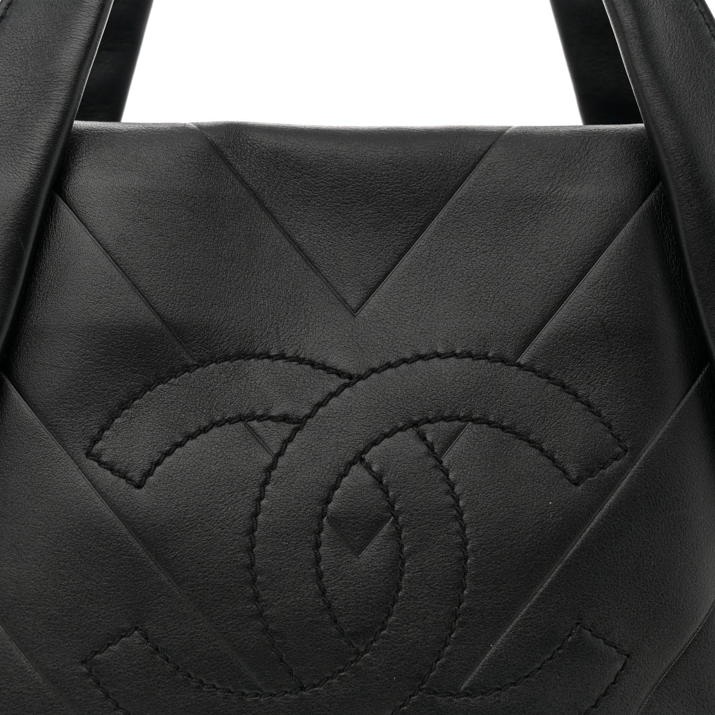 Calfskin Chevron CC All Day Tote Black