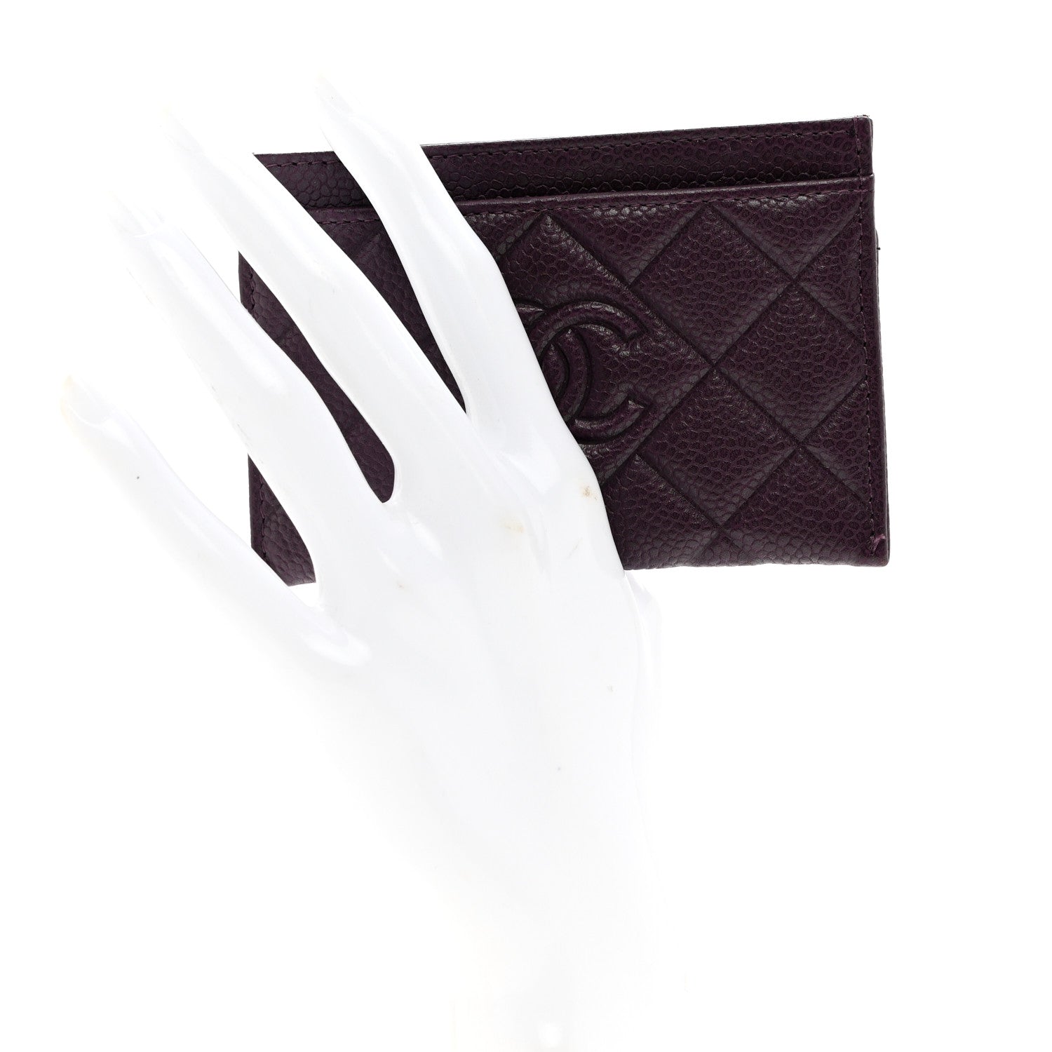 Chanel Caviar Quilted Diamond CC Card Holder Purple 2 of 9