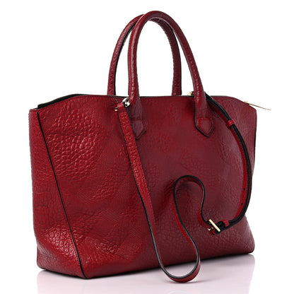 Burberry Heritage Grain Check Embossed Medium Dewsbury Tote Military Red 3 of 13
