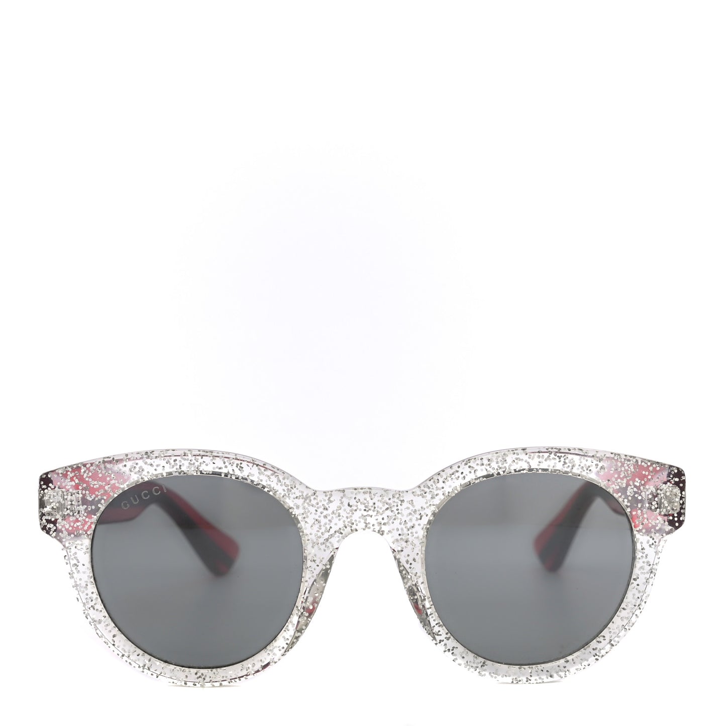 Acetate Glitter Round Sunglasses GG0002S Silver Red