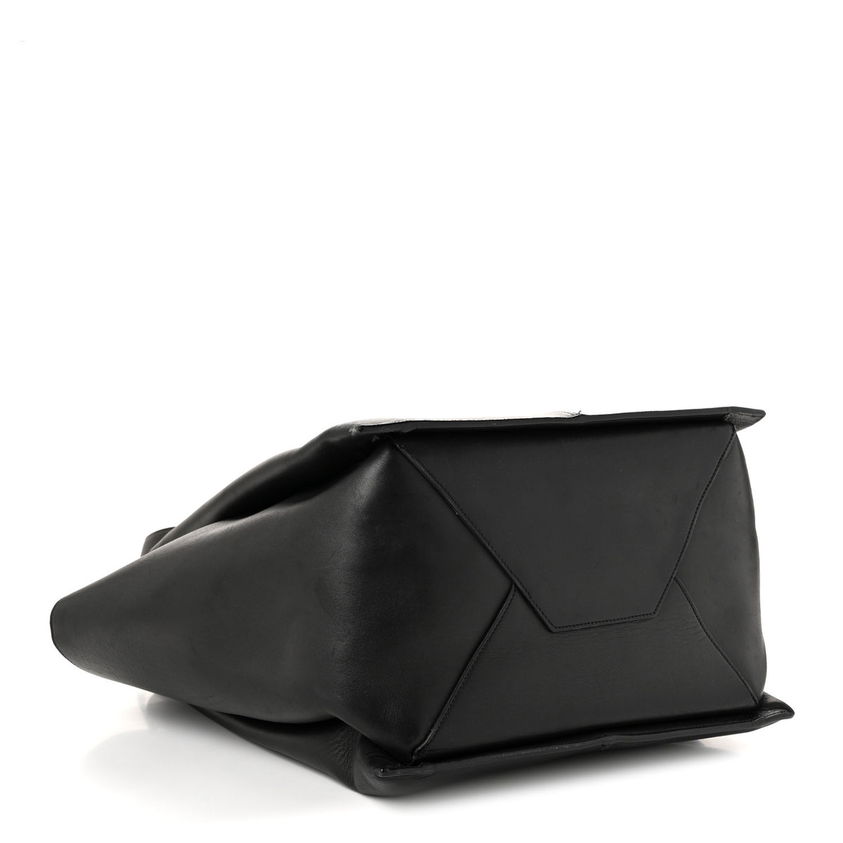 Supple Natural Calfskin Vertical Tri-Fold Bag Black