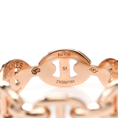Hermes 18K Rose Gold PM Chaine D'Ancre Enchainee Ring 51 5.75 5 of 6