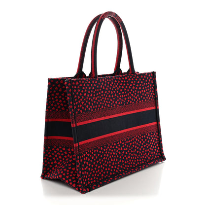 Christian Dior Canvas Embroidered Pop Heart I Love Paris Medium Book Tote Red Multicolor 3 of 11