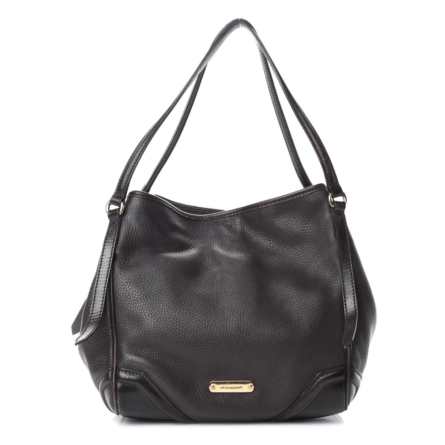 Burberry Grainy Calfskin Small Canterbury Tote Dark Chocolate 1 of 15