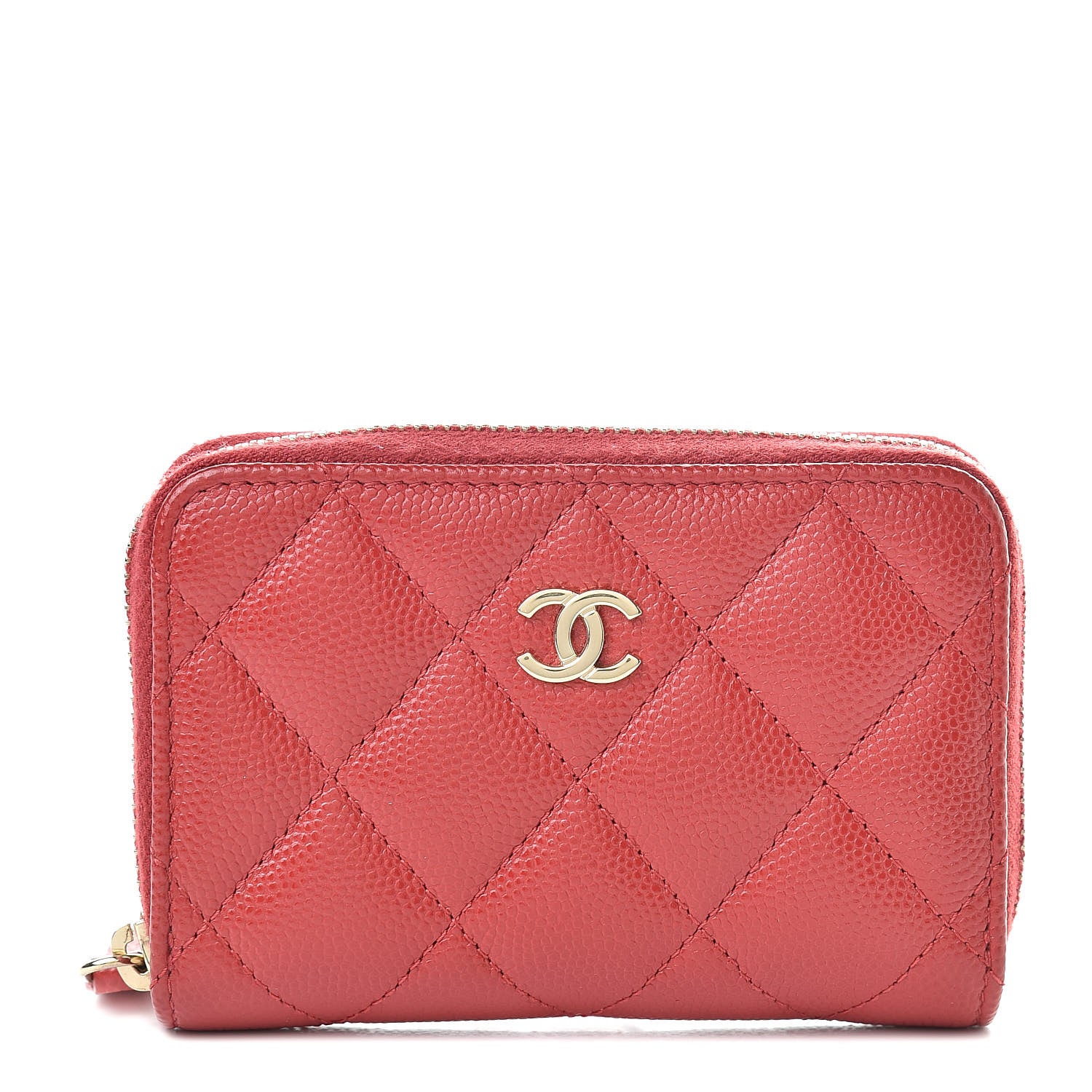 Chanel Caviar Quilted Zip Coin Purse Red 1 of 9