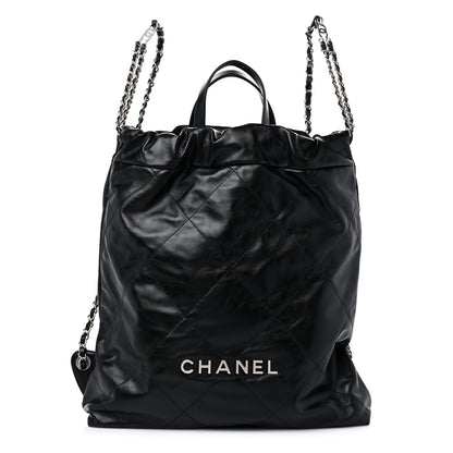 Chanel Shiny Calfskin Quilted Chanel 22 Backpack Black 1 of 10