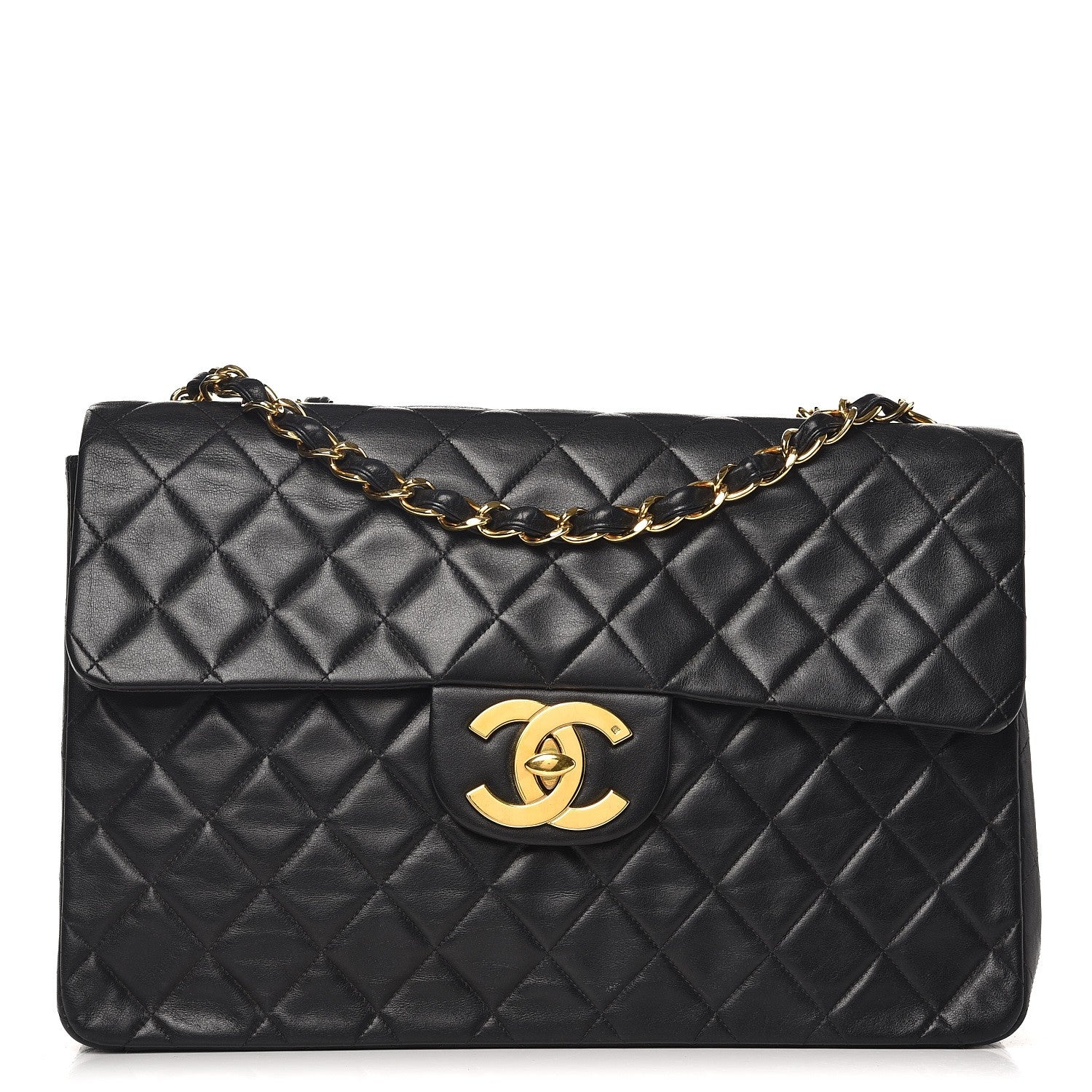 Chanel Lambskin Quilted XL Jumbo Single Flap Black 1 of 13
