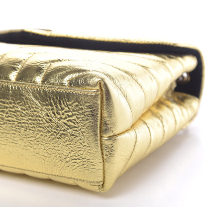 Saint Laurent Metallic Calfskin Y Quilted Small Loulou Monogram Chain Satchel Gold 8 of 12