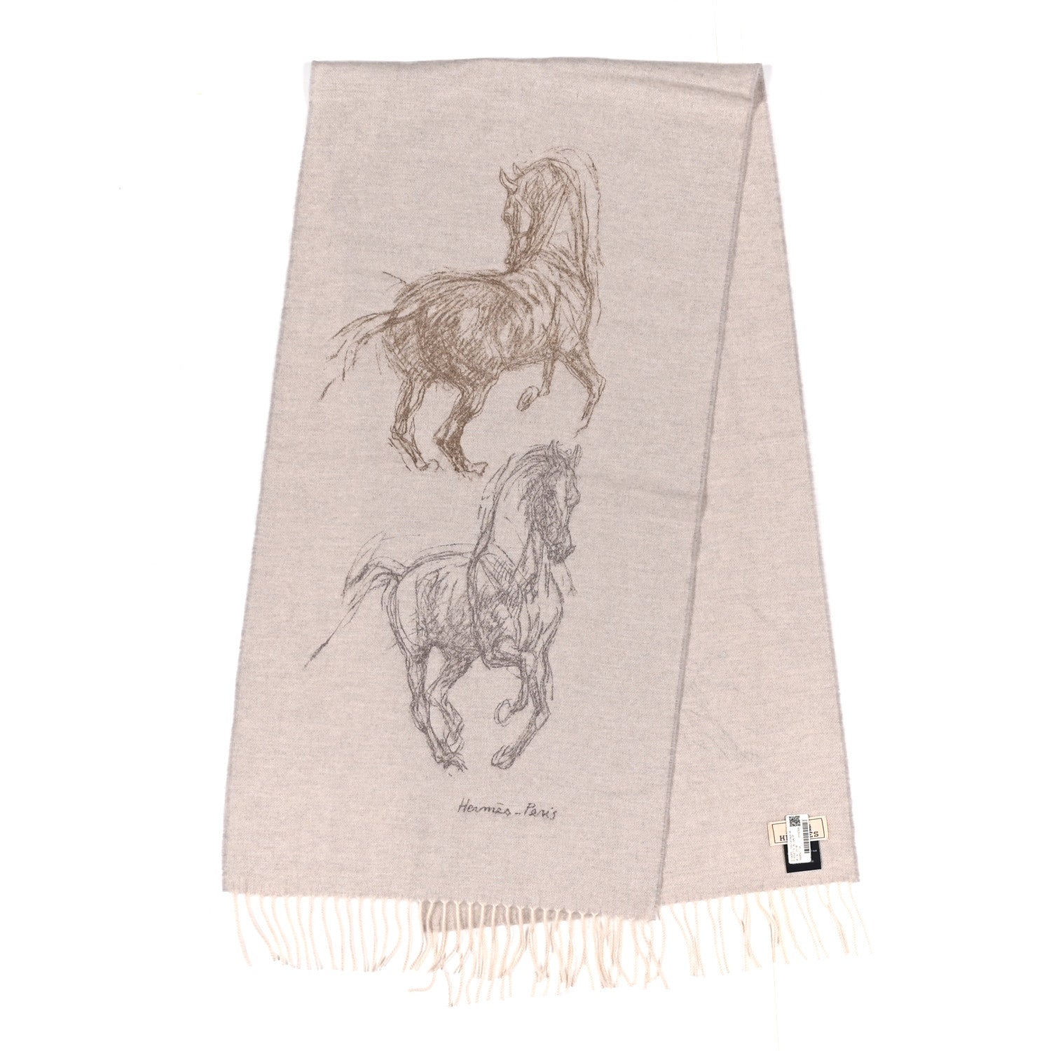 Hermes Cashmere Pirouette au Galop Muffler Beige Chine 2 of 4