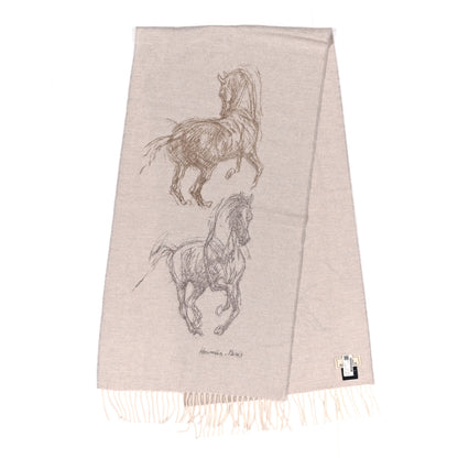 Hermes Cashmere Pirouette au Galop Muffler Beige Chine 2 of 4