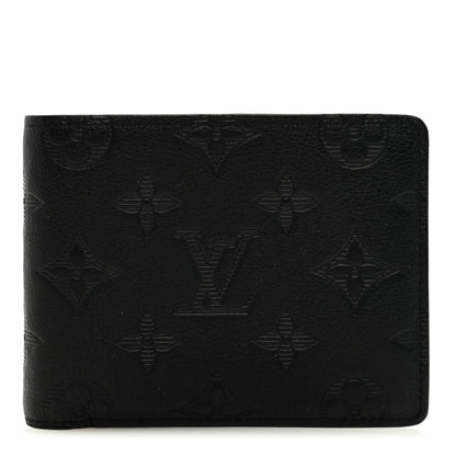 Louis Vuitton Calfskin Monogram Shadow Multiple Wallet Black 1 of 7