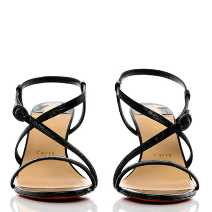 Christian Louboutin Calfskin Alligator Embossed Selima 85 Sandals 40 Black 2 of 8