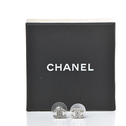 Chanel Crystal Mini Timeless CC Earrings Silver 5 of 5