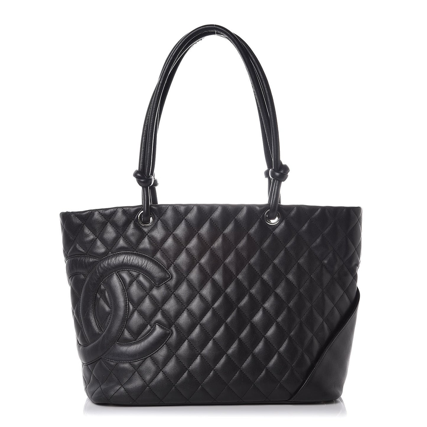 Calfskin Quilted Large Cambon Tote Black