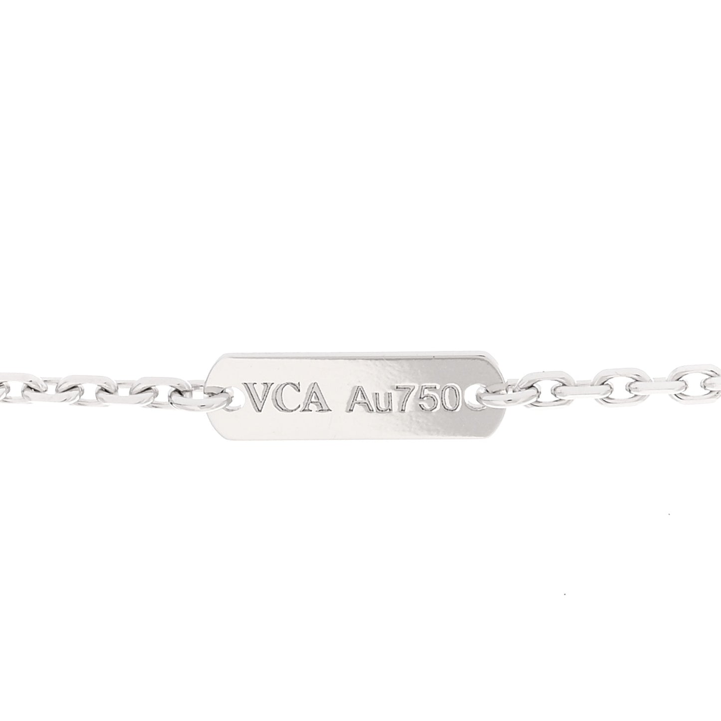18K White Gold Diamond Guilloche Vintage Alhambra Pendant Necklace