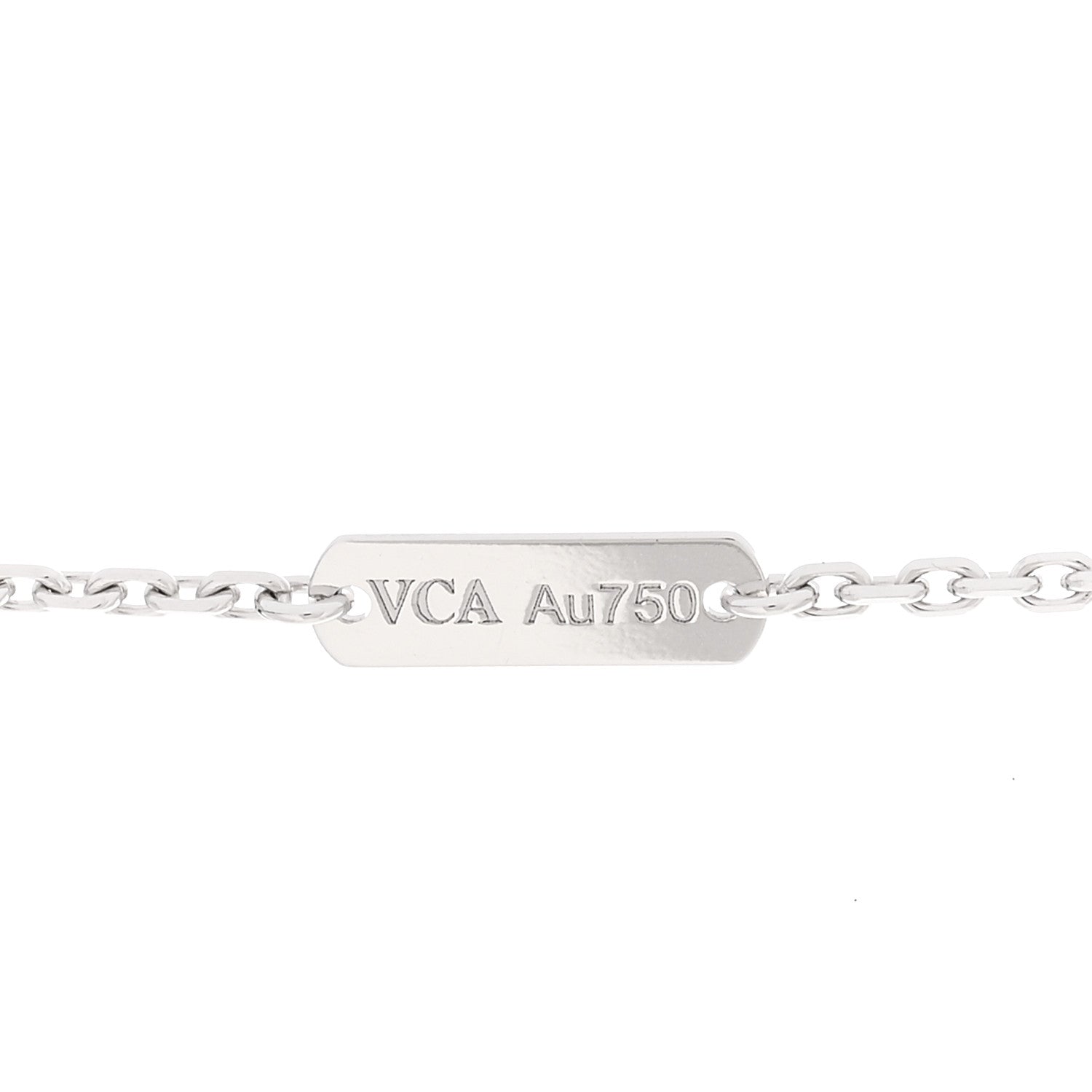Van Cleef & Arpels 18K White Gold Diamond Guilloche Vintage Alhambra Pendant Necklace 5 of 6